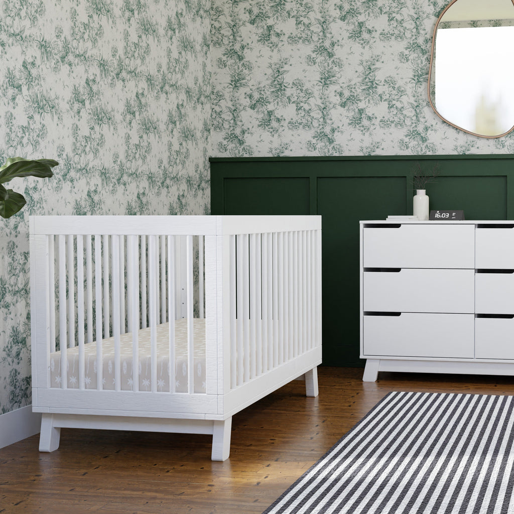 M4201W,Hudson 3-in-1 Convertible Crib w/Toddler Bed Conversion Kit in White Finish