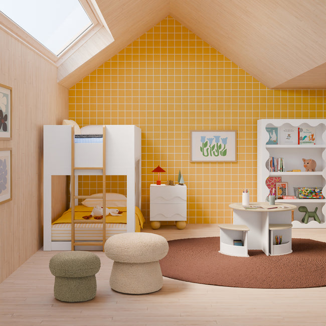 M31194WHY,Babyletto Kids,Lido Wave Convertible Bunk Bed in White and Honey