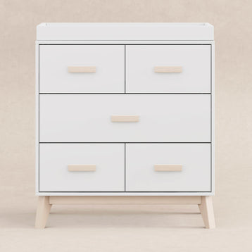 M5823WNX,Babyletto,Scoot 3-Drawer Changer Dresser in White/Washed Natural Finish