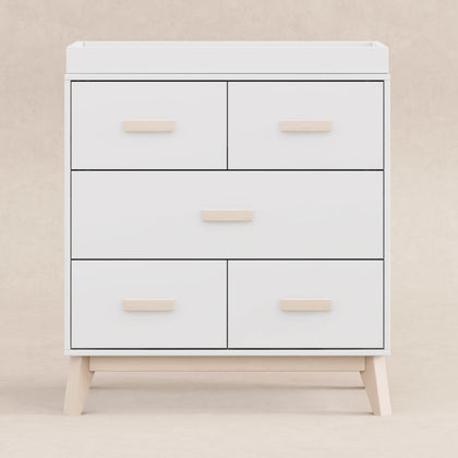 M5823WNX,Babyletto,Scoot 3-Drawer Changer Dresser in White/Washed Natural Finish