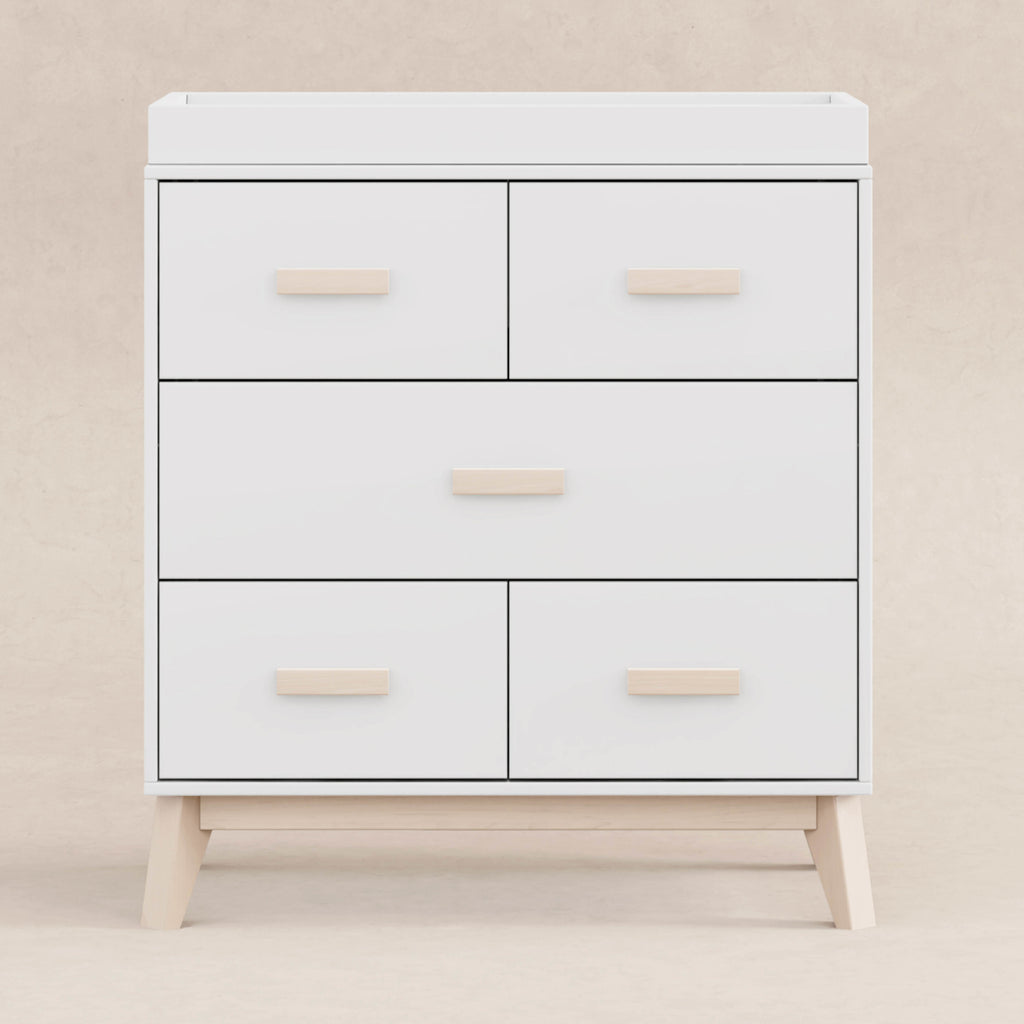 M5823WNX,Babyletto,Scoot 3-Drawer Changer Dresser in White/Washed Natural Finish