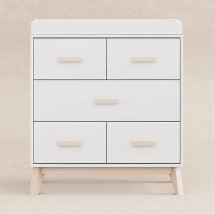 M5823WNX,Babyletto,Scoot 3-Drawer Changer Dresser in White/Washed Natural Finish