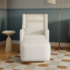 M26385CMSGLB,Babyletto,Kiwi Gliding Ottoman in Cream Shearling with Light Wood Base