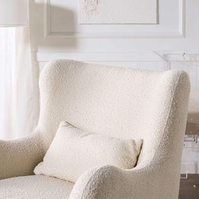 M24187WBIB,Nursery Works,Solstice Swivel Glider in Ivory Boucle w/Ivory Wood Base