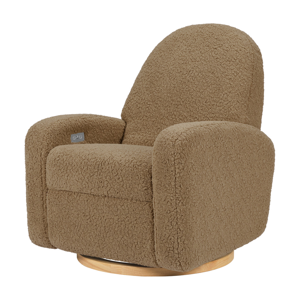 M23188CTSLB,Babyletto,Nami Glider Recliner w/ Electronic Control and USB in Cortado Shearling with Light Wood Base