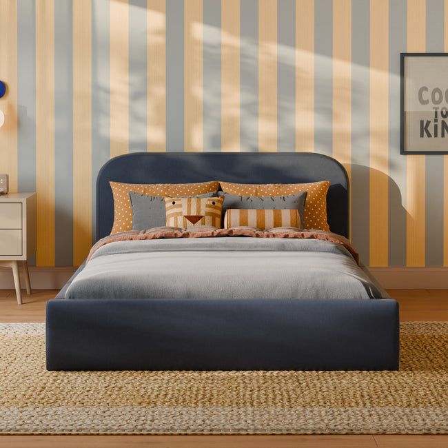 M31296PVET,Babyletto Kids,Nara Full Bed in Performance Navy Eco-Twill