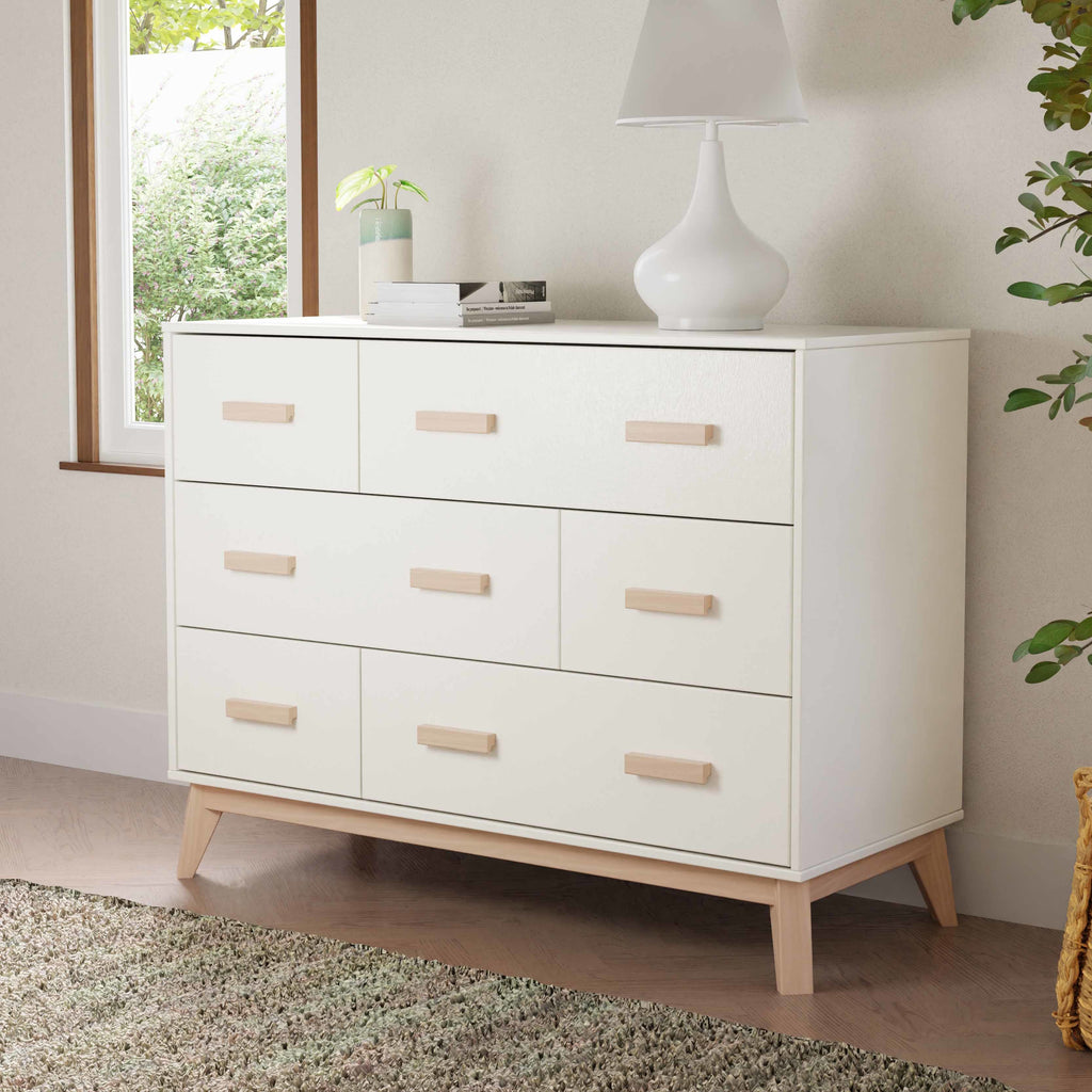 M5826WNX,Babyletto,Scoot 6-Drawer Dresser in White/Washed Natural