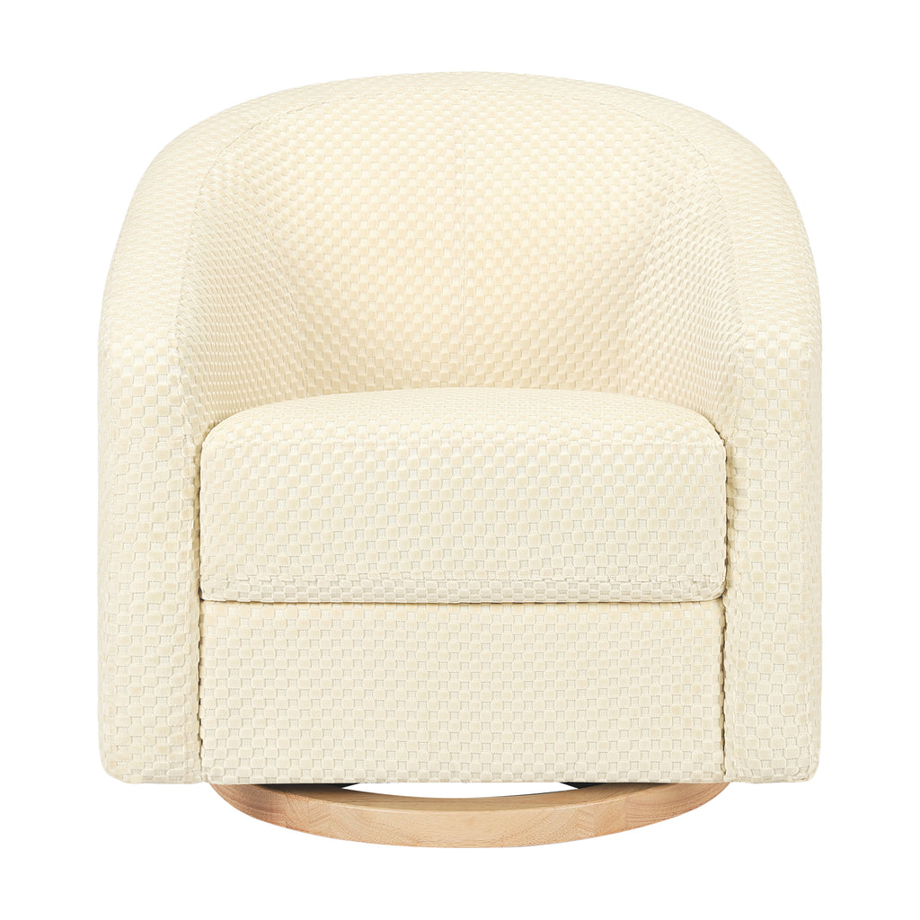 M5887IVCL,Babyletto,Madison Swivel Glider in Ivory Velvet Checker w/ Light Wood Base