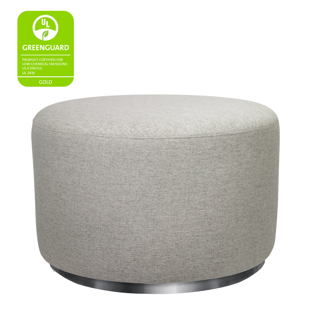 M10185PGEW,Babyletto,Tuba Gliding Ottoman in Performance Grey Eco-Weave w/Silver Base