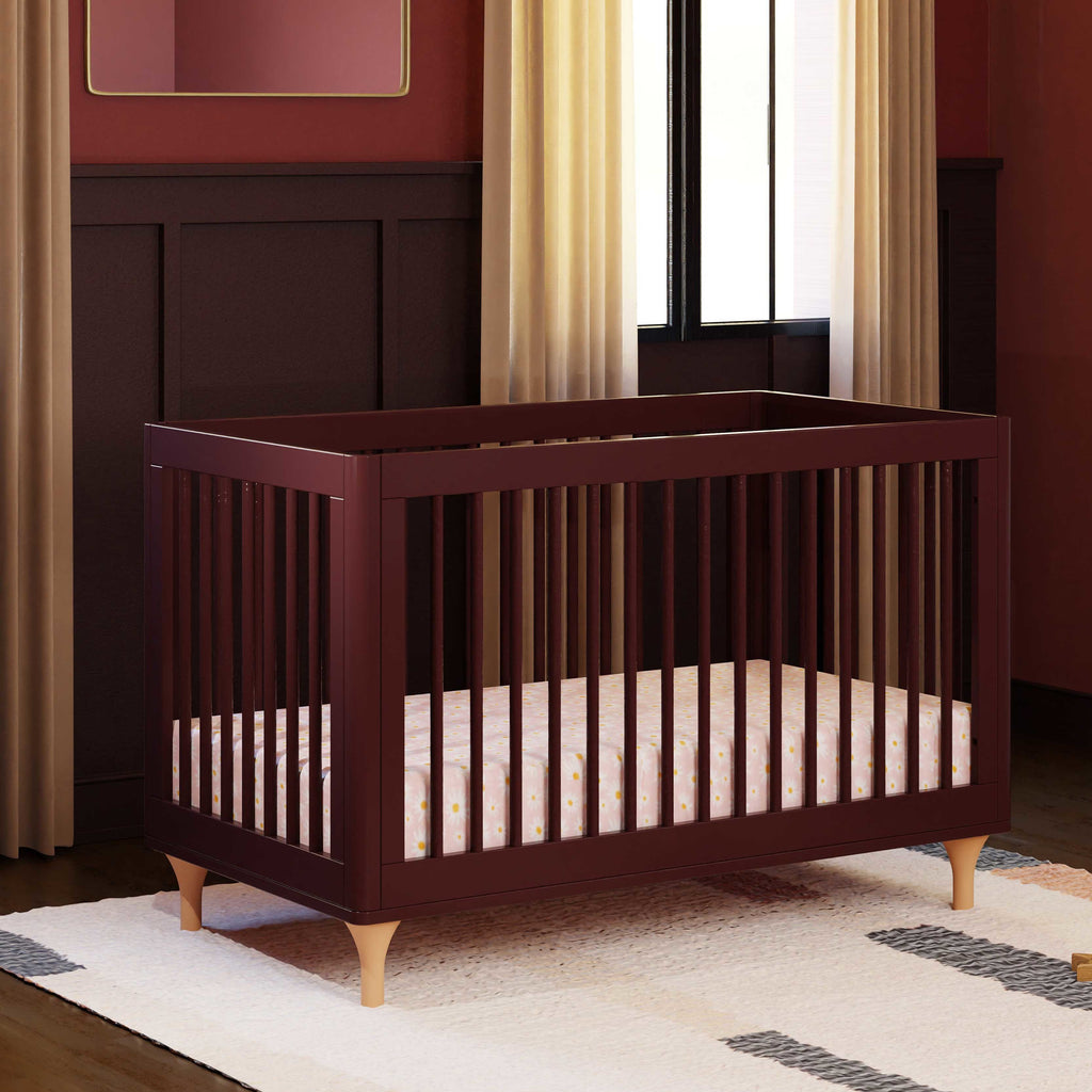 M9001CRN,Babyletto,Lolly 3-in-1 Convertible Crib w/Toddler Bed Conversion in Crimson/Natural