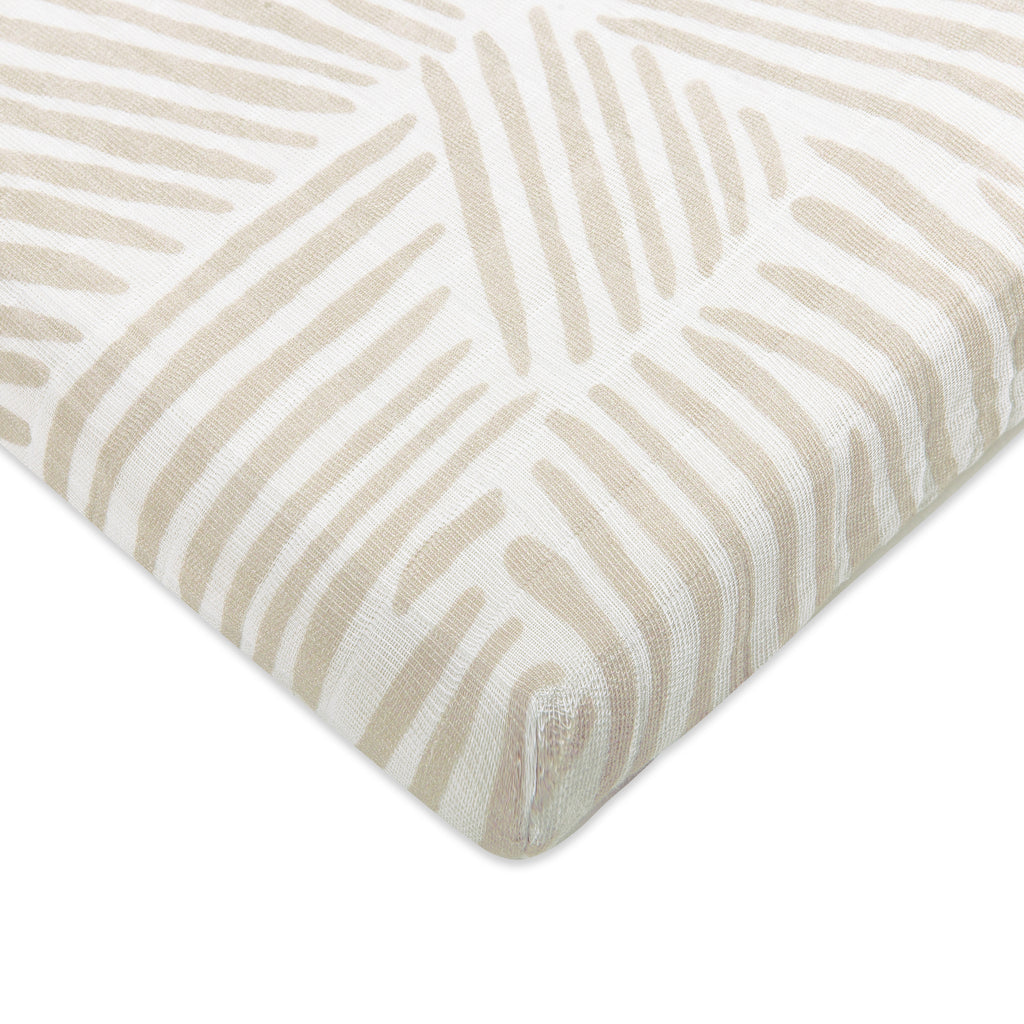 T29233,Babyletto,Oat Stripe Muslin All-Stages Midi Crib Sheet in GOTS Certified Organic Cotton