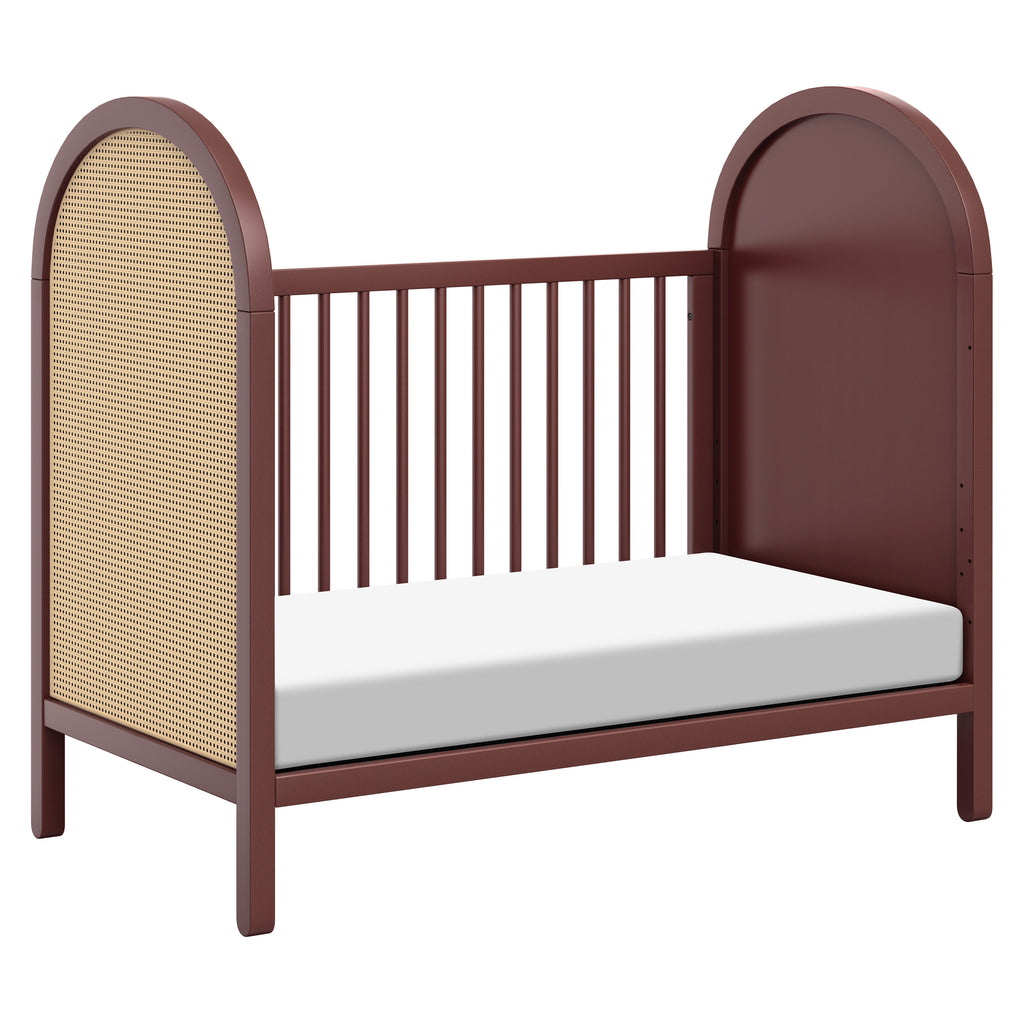 M25601CRNC,Bondi Cane 3-in-1 Convertible Crib w/ Toddler Bed Kit in Crimson with Natural Cane