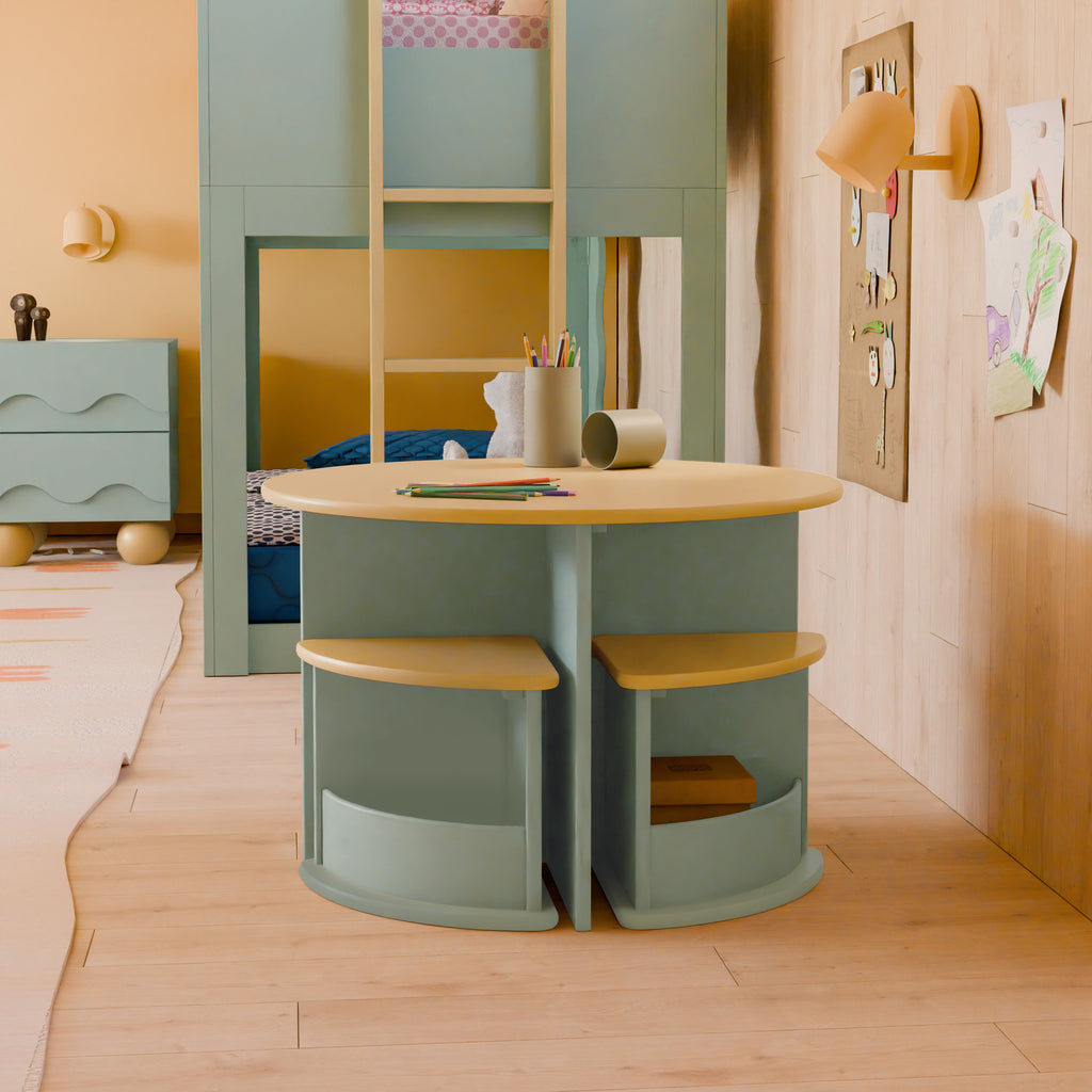 M31720LSHY,Babyletto Kids,Nessa Nesting Play Table in Light Sage and Honey