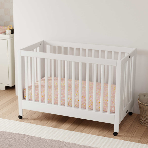 M6601W,Babyletto,Maki Full-Size Folding Crib w/Toddler Bed Conversion Kit in White Finish