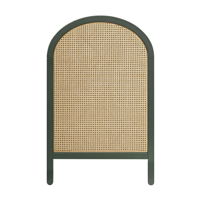M25601FRGRNC,Babyletto,Bondi Cane 3-in-1 Convertible Crib w/ Toddler Bed Kit in Forest Green w/ Natural Cane
