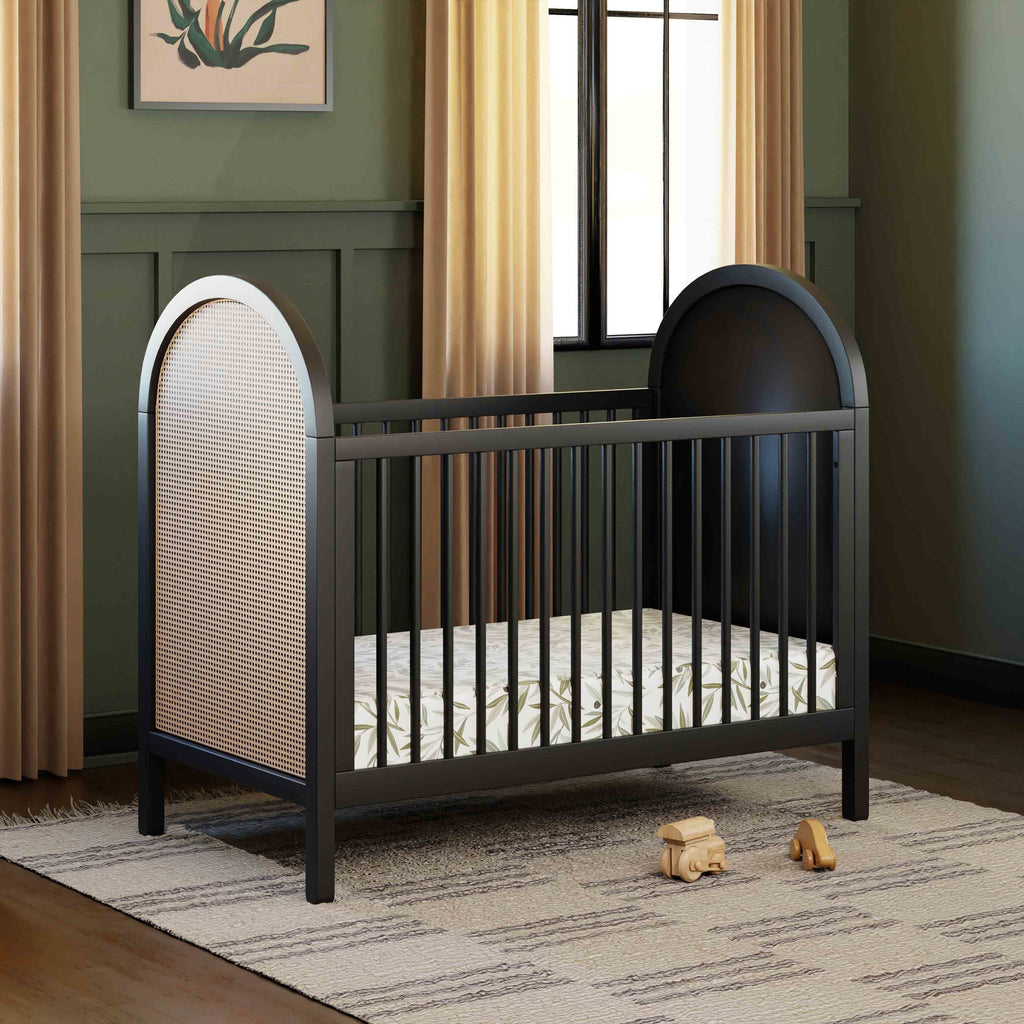 M25601BNC,Babyletto,Bondi Cane 3-in-1 Convertible Crib w/ Toddler Bed Kit in Black with Natural Cane