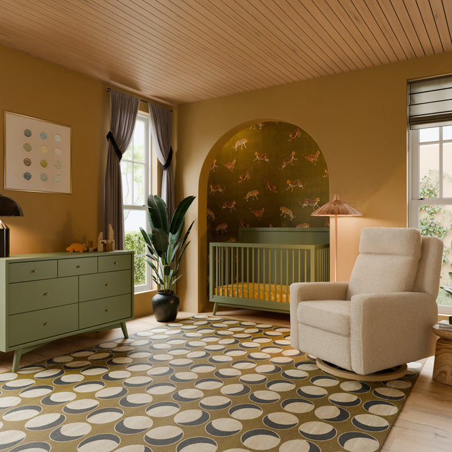 M15901OL,Babyletto,Palma Mid-Century 4-in-1 Convertible Crib w/Toddler Bed Conversion in Olive