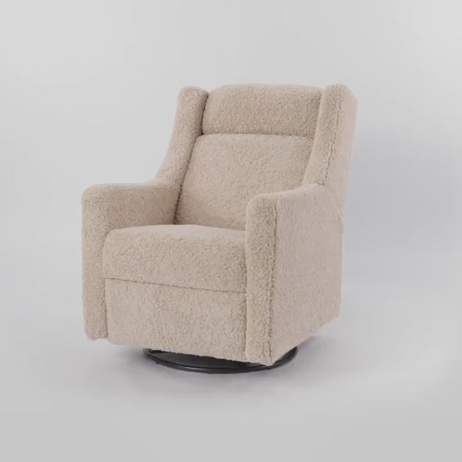 M11288PCETLB,Babyletto,Kiwi Glider Recliner w/ Electronic Control and USB in Performance Blue Chambray Eco-Twill/Light Wood