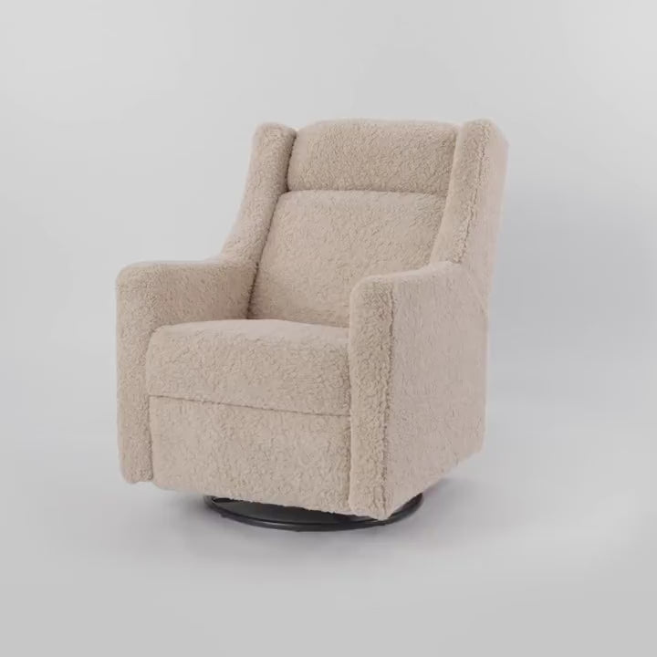 M11288WBG,Babyletto,Kiwi Glider Recliner w/ Electronic Control and USB in Ivory Boucle w/Gold Base