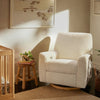 M24087CMSGLB,Nursery Works,Sunday Power Recliner and Swivel Glider in Cream Shearling w/ Light Wood Base