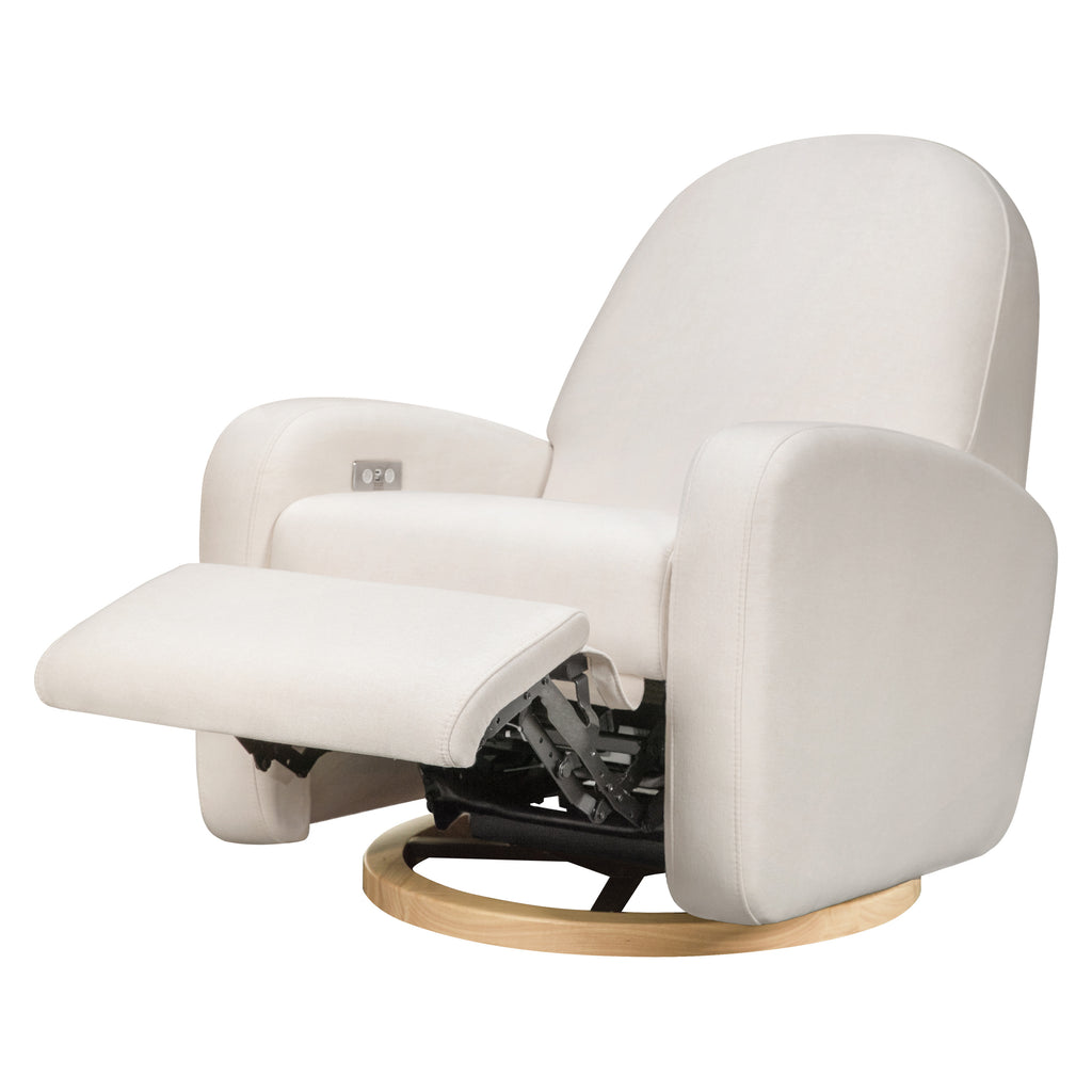 M23188PCMEWLB,Babyletto,Nami Glider Recliner w/ Electronic Control and USB in Performance Cream Eco-Weave w/Light wood base