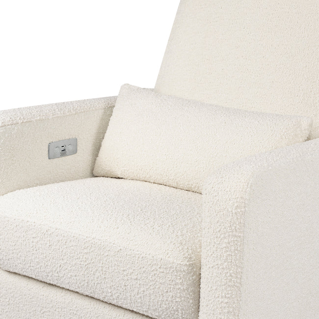 M23085WBLB,Babyletto,Sigi Glider Recliner w/ Electronic Control and USB in Ivory Boucle w/Light Wood Base