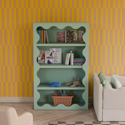M31111LS,Babyletto Kids,Lido Wave Bookcase in Light Sage