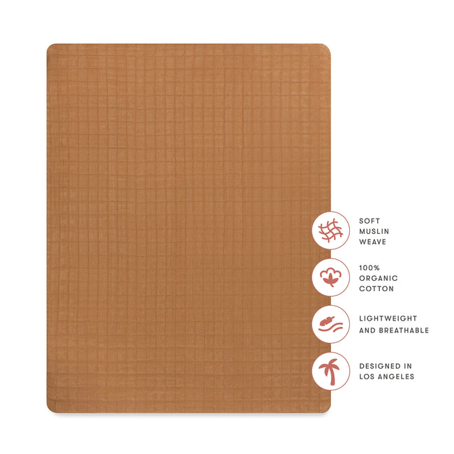 T29533BTS,Babyletto,Burnt Sienna Muslin All-Stages Midi Crib Sheet in GOTS Certified Organic Cotton