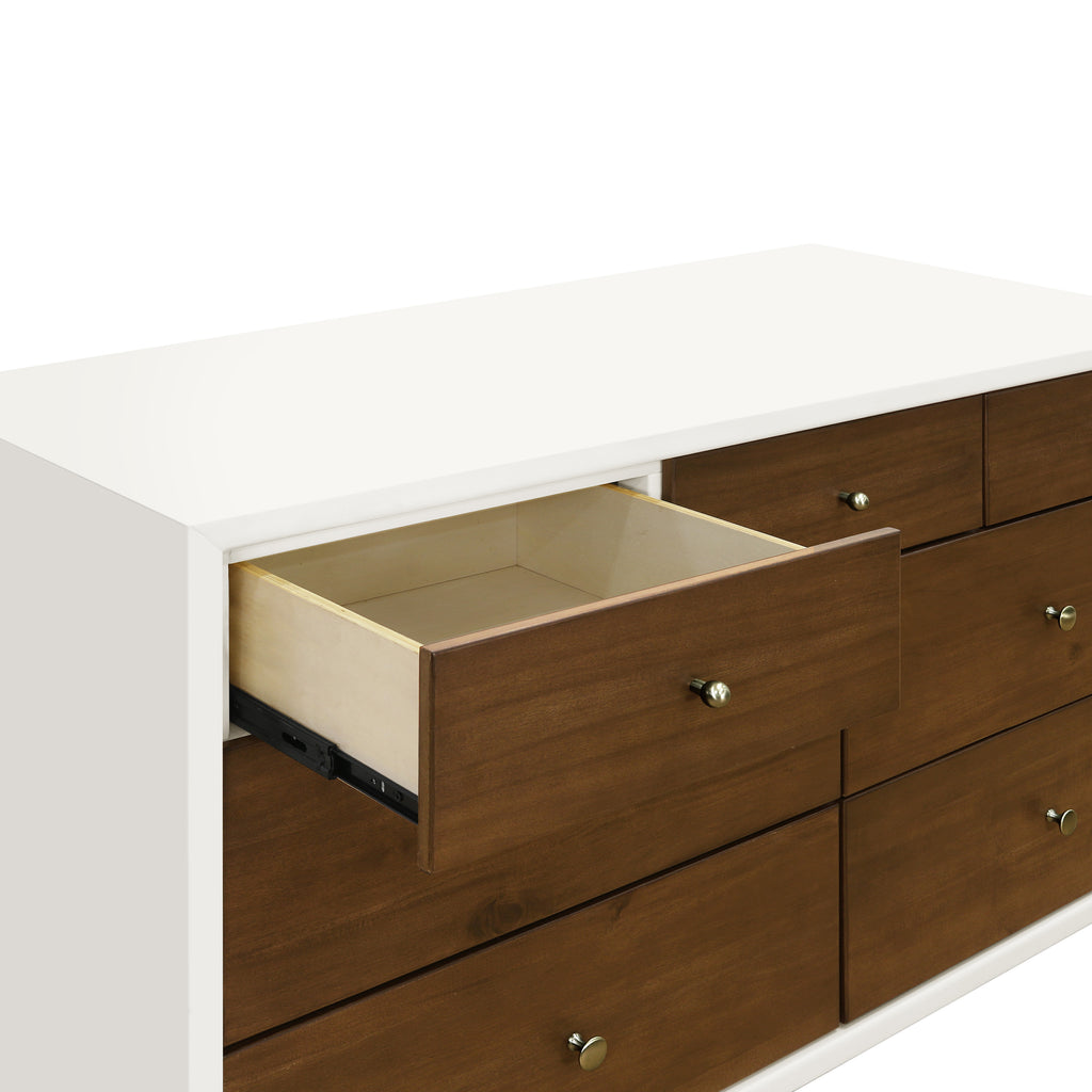 M15916RWNL,Babyletto,Palma 7-Drawer Double Dresser  Assembled in Warm White w/Natural Walnut