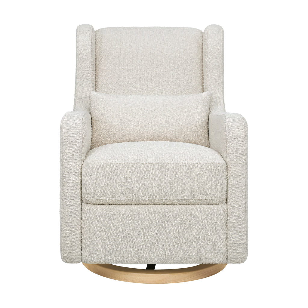 M22187WBLB,Wally Swivel Glider in Ivory Boucle w/Light Wood Base