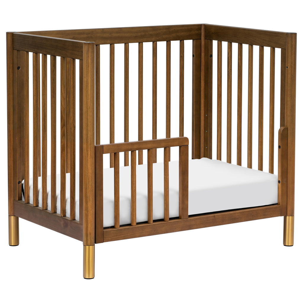 M12998NLGLD,Babyletto,Gelato 4-in-1 Convertible Mini Crib and Twin bed in Natural Walnut Finish with Gold Feet