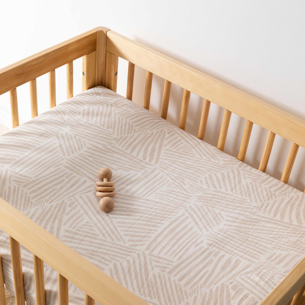 T29233,Babyletto,Oat Stripe Muslin All-Stages Midi Crib Sheet in GOTS Certified Organic Cotton