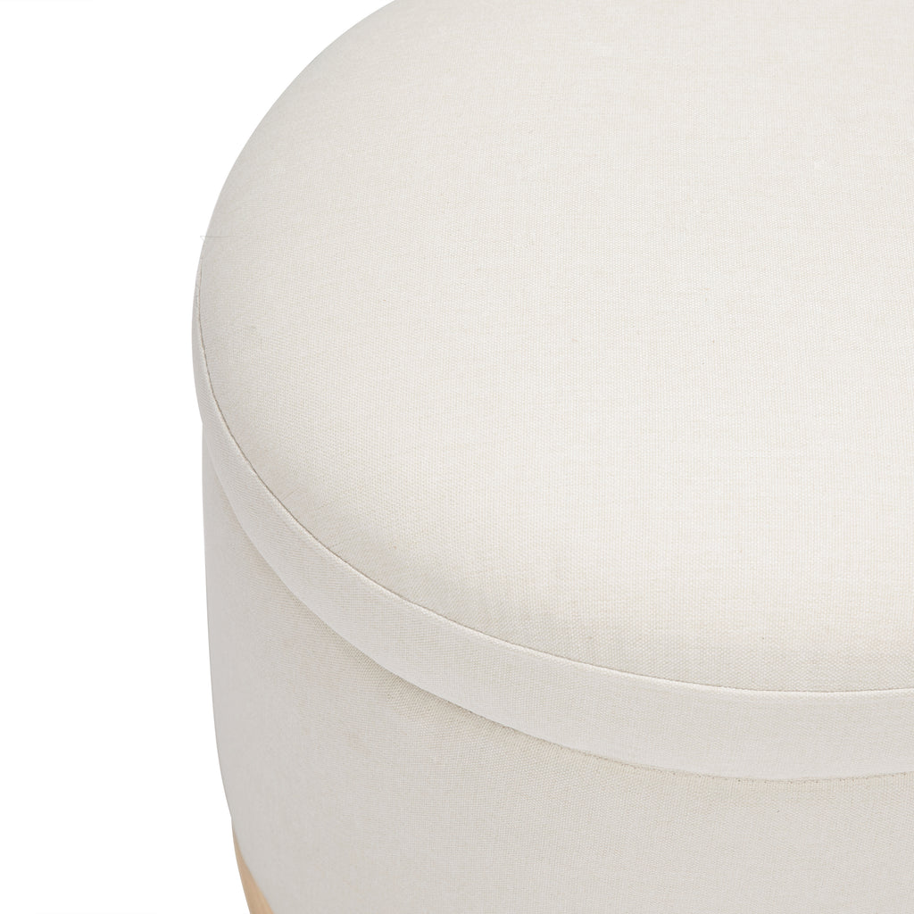 M22885PCMEWLB,Babyletto,Naka Storage Ottoman in Performance Cream Eco-Weave w/ Light wood base