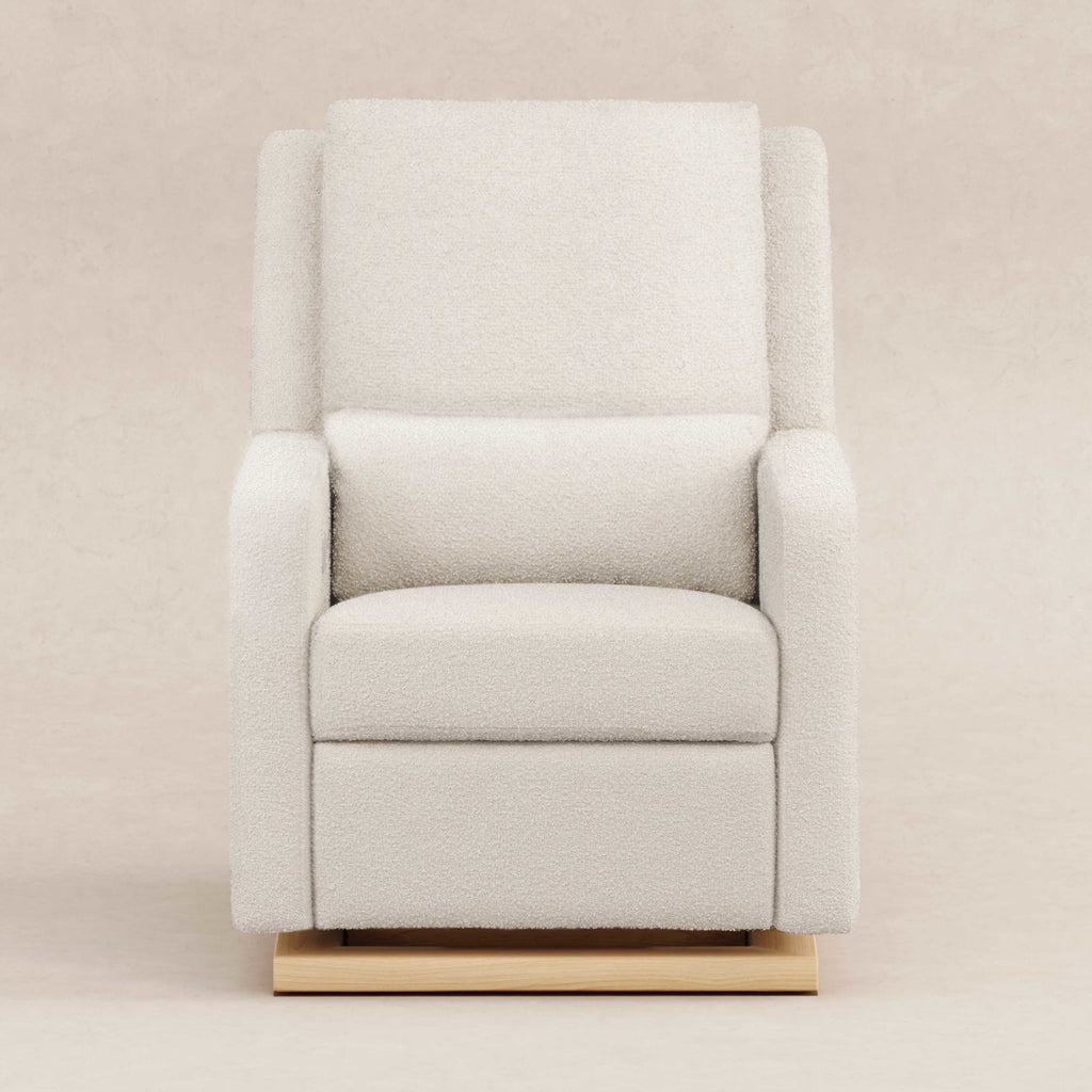 M23085WBLB,Babyletto,Sigi Glider Recliner w/ Electronic Control and USB in Ivory Boucle w/ Light Wood Base