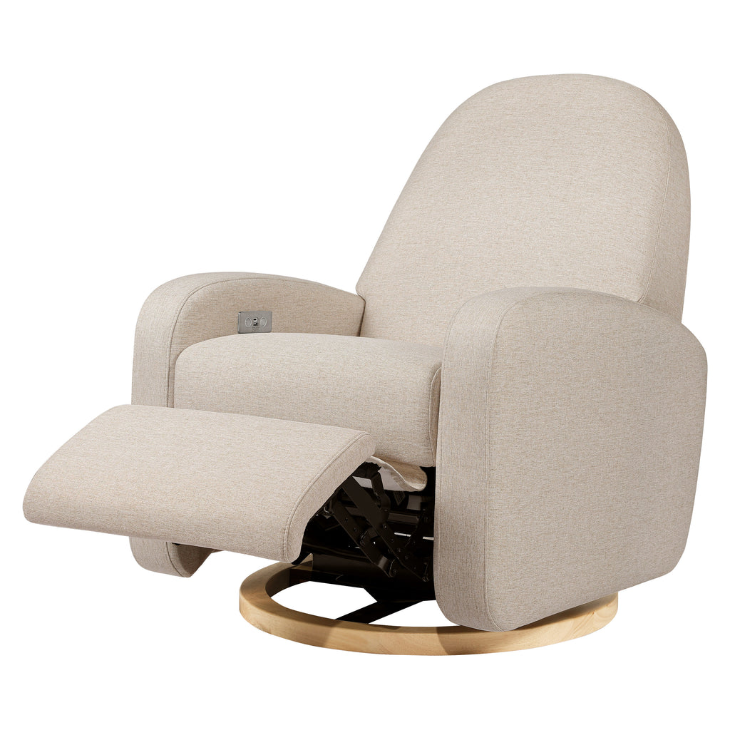 M23188PBEWLB,Babyletto,Nami Glider Recliner w/ Electronic Control and USB in Performance Beach Eco-Weave w/ Light Wood Base