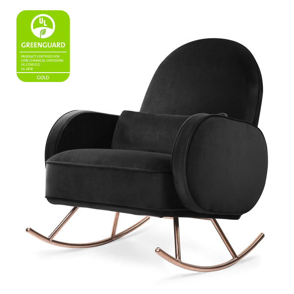 NW17087BLKV,Nursery Works,Compass Rocker in Black Velvet with Rose Gold Legs