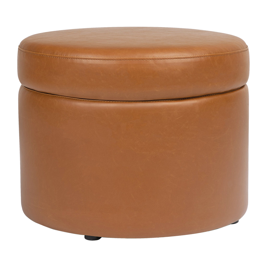 M22185TANB,Wally Storage Ottoman in Tan Vegan Leather