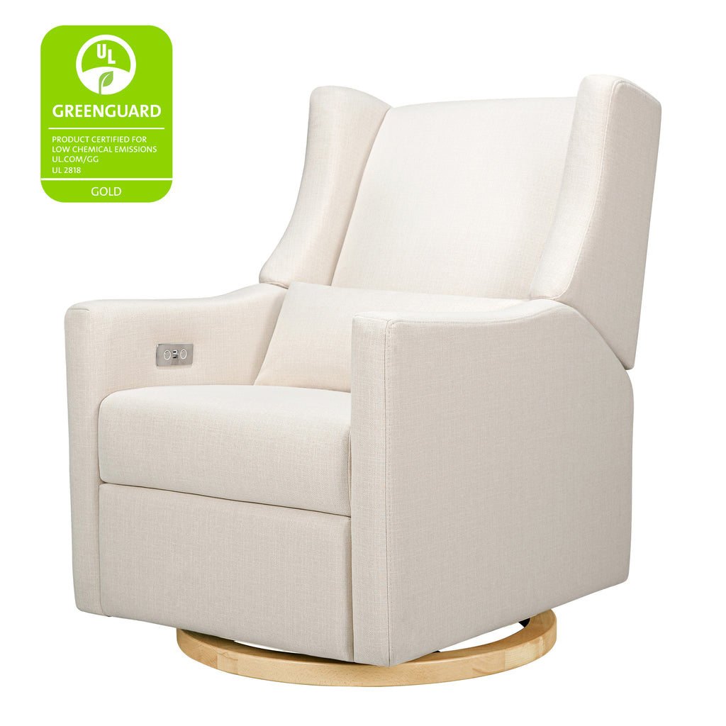 M11288PNETLB,Babyletto,Kiwi Glider Recliner w/ Electronic Control and USB in Performance Natural Eco-Twill w/Light Wood Bas