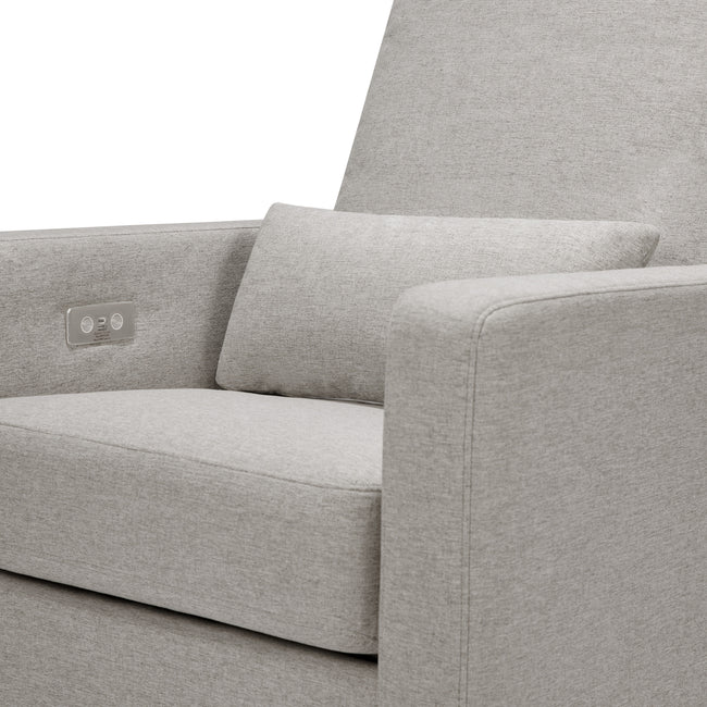 M23085PGEWLB,Babyletto,Sigi Glider Recliner w/ Electronic Control and USB in Performance Grey Eco-Weave w/Light Wood Base