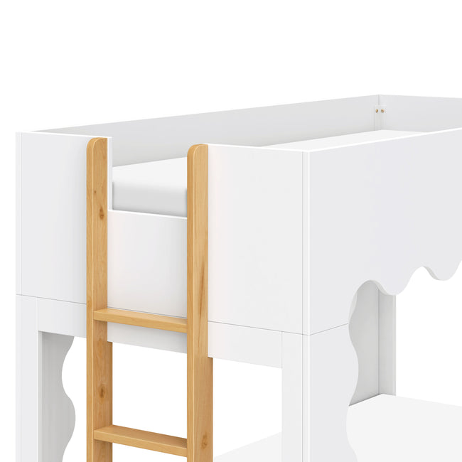 M31171WHY,Babyletto Kids,Lido Wave Low Loft Twin Bed in White and Honey