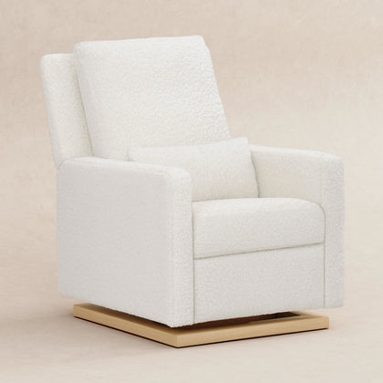 M23085CMSGLB,Babyletto,Sigi Glider Recliner w/ Electronic Control and USB in Cream Shearling w/Light Wood Base