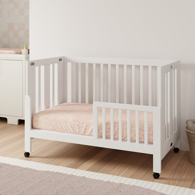 M6601W,Babyletto,Maki Full-Size Folding Crib w/Toddler Bed Conversion Kit in White Finish