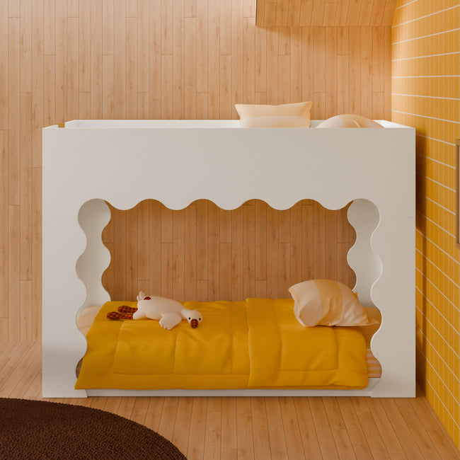 M31171WHY,Babyletto Kids,Lido Wave Low Loft Twin Bed in White and Honey