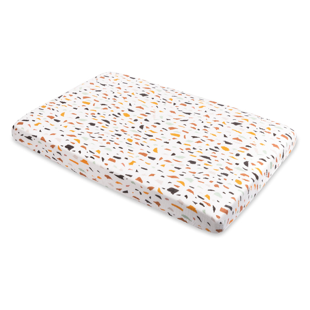 T29136,Babyletto,Terrazzo Muslin Mini Crib Sheet in GOTS Certified Organic Cotton