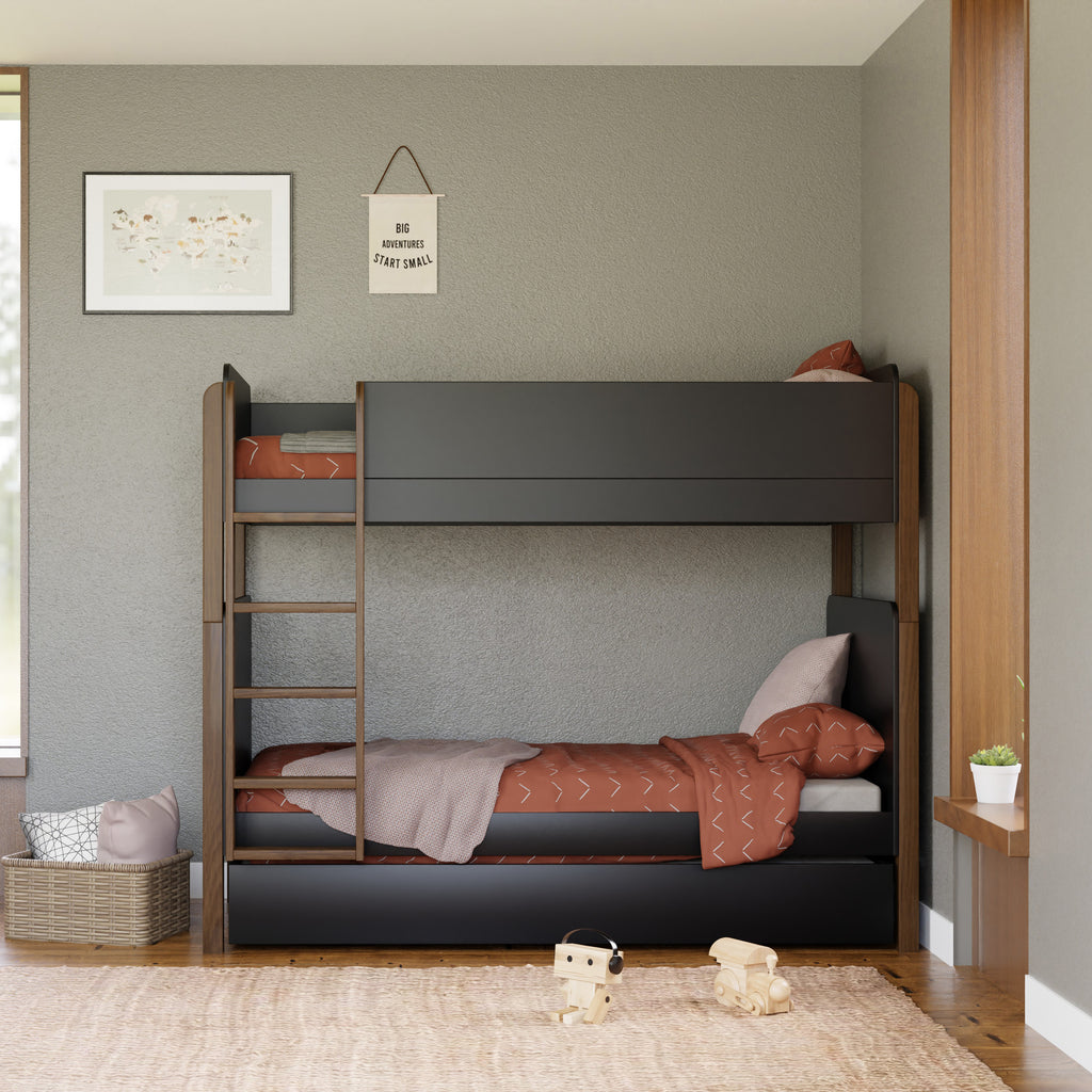 M18494BNL,Babyletto,TipToe Bunk Bed in Black and Natural Walnut