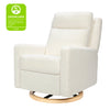 M23082CMSGLB,Babyletto,Sigi Pro Power Glider Recliner w/ Power Lumbar in Cream Shearling w/Light Wood Base