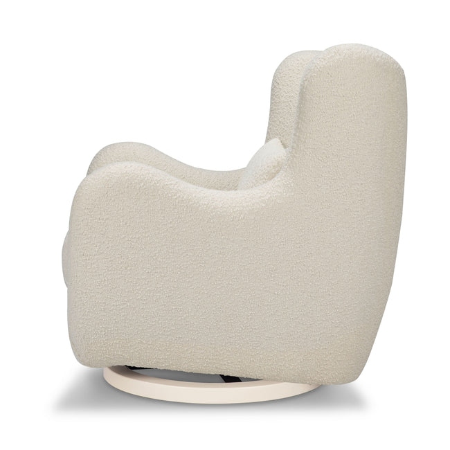 M24187WBIB,Nursery Works,Solstice Swivel Glider in Ivory Boucle w/Ivory Wood Base