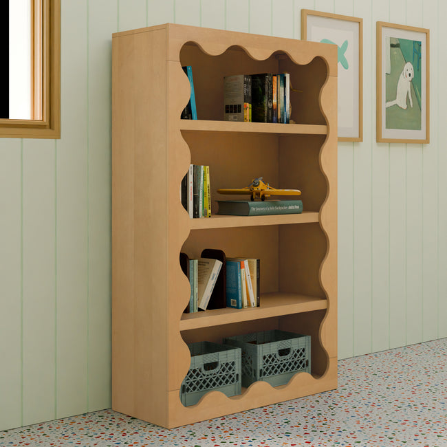 M31111HY,Babyletto Kids,Lido Wave Bookcase in Honey