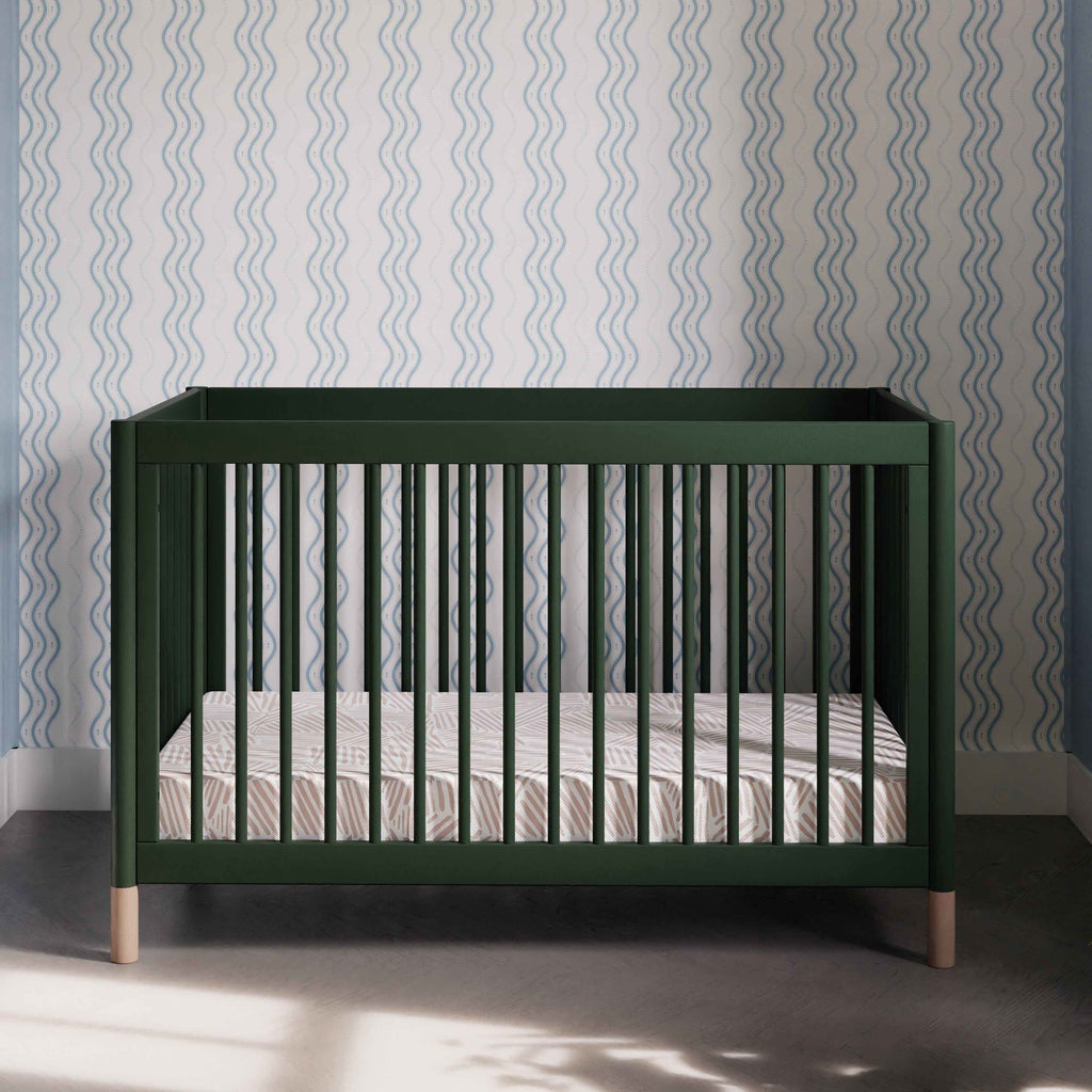 M12901FRGRBE,Babyletto,Gelato 4-in-1 Convertible Crib w/Toddler Bed Kit in Forest Green/Blonde Feet