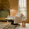 M23082ATLB,Babyletto,Sigi Pro Power Glider Recliner w/ Power Lumbar in Almond Teddy Loop w/Light Wood Base